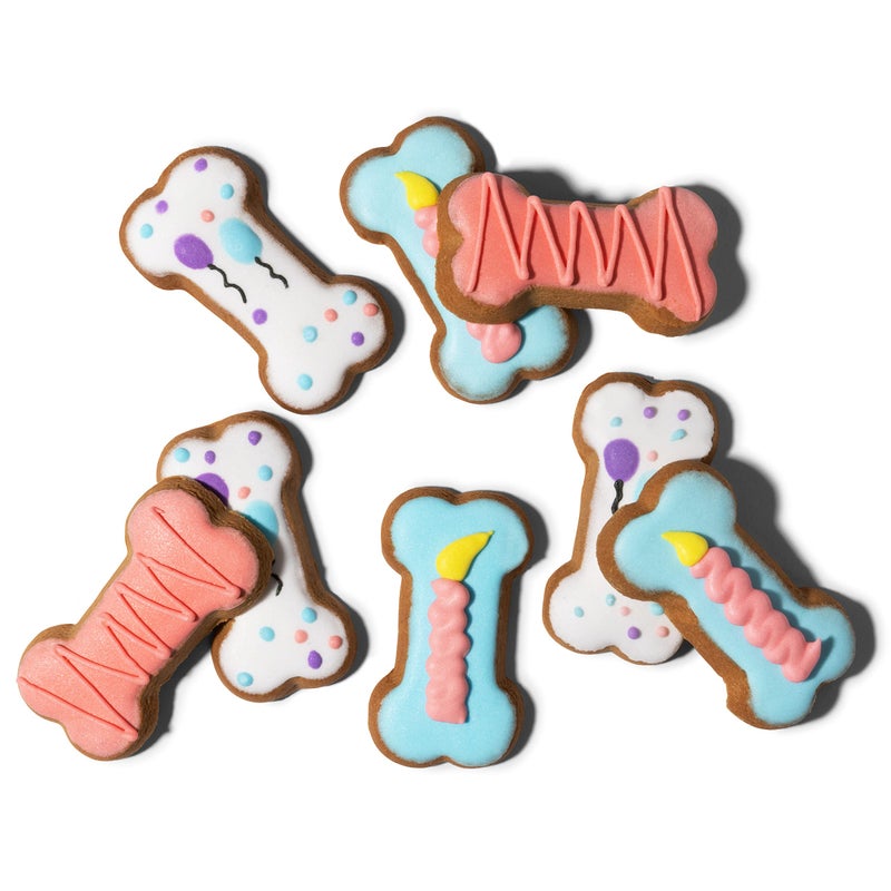 Thoughtfully Pets, Pink Dog Birthday Cookie Gift Set, Hand Decorated Crunchy Dog Treats in Bone Shapes, Great for Birthdays, Set of 8 - Image 2