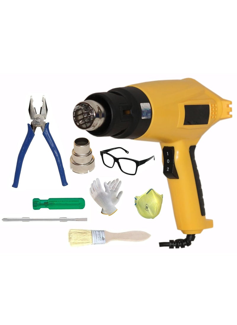 Digital Craft Digital Craft Professional Industrial Shrink Wrap Blower Heater Electric Hot Air Gun Kit Hot Air Gun 2000W8Inch Combination Plier6Inch 2 In 1 Screw Driver  - Image 1