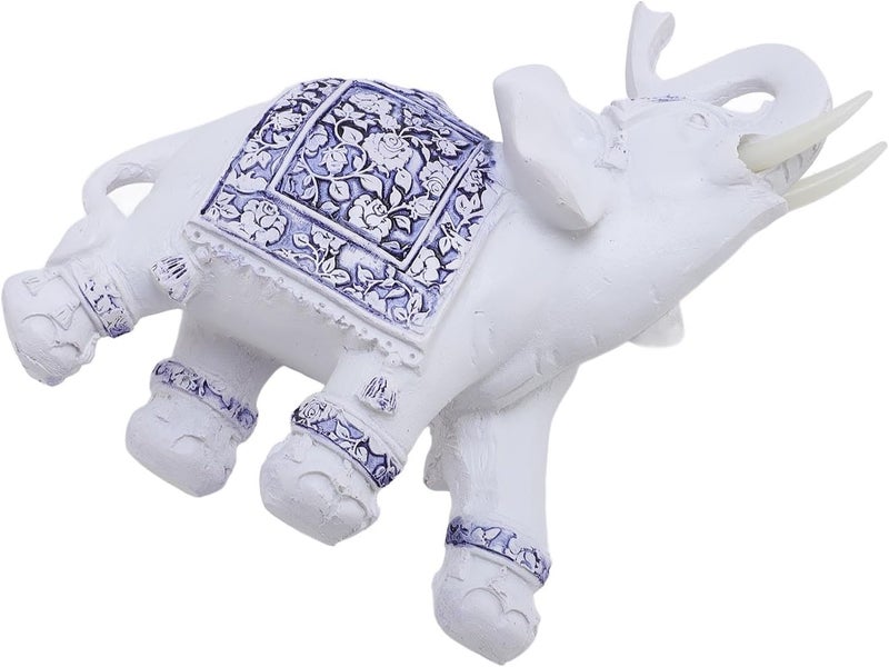 Decorative Elephant Statue Resin Figurine Blue and White Porcelain S (6x4x7cm) - Unique Home and Office Decor Gift for Living Room and Cabinet (M) - Image 4