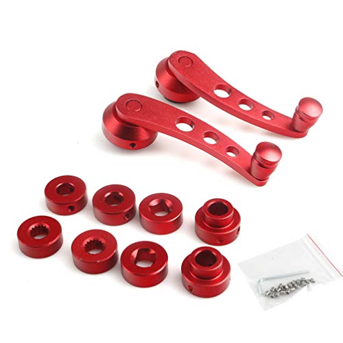 Veemoon Car Window Handle Set Window Crank Handle Winder Riser Replacement Handles with Mounting Hardware Car Accessories Red - Image 3