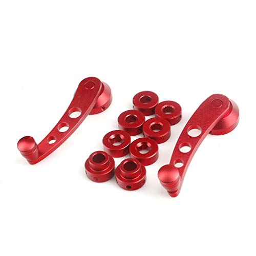 Veemoon Car Window Handle Set Window Crank Handle Winder Riser Replacement Handles with Mounting Hardware Car Accessories Red - Image 1