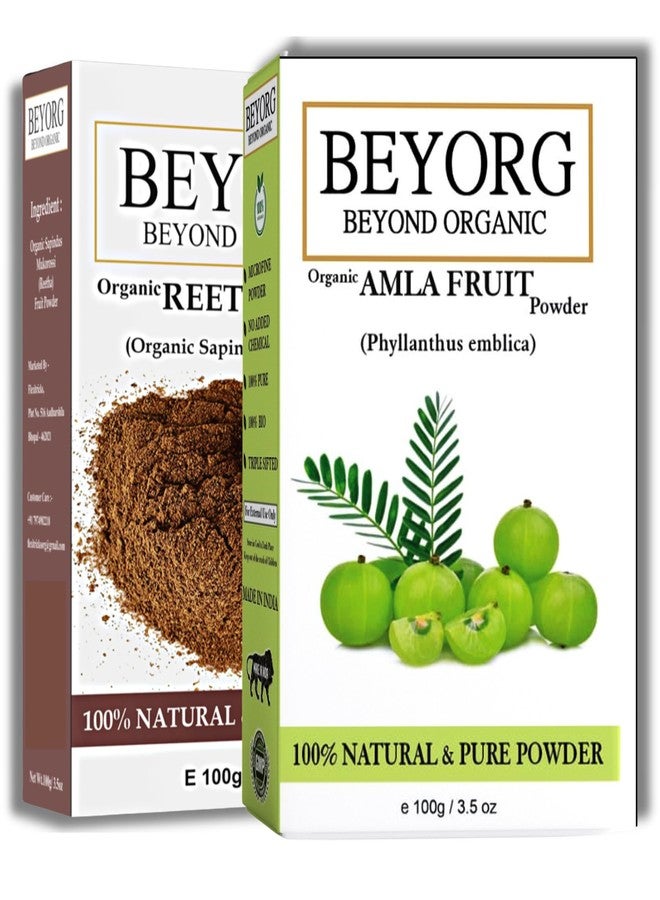 BEYORG Reetha & Amla Powder, 100% Natural & Pure Aritha & Amla Fruit Powder For Shampoo - 200g - Image 1