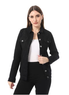 Andora Onyx Black Gabardine Casual Jacket_Black  - Image 1