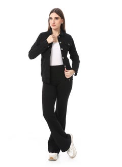 Andora Onyx Black Gabardine Casual Jacket_Black  - Image 5