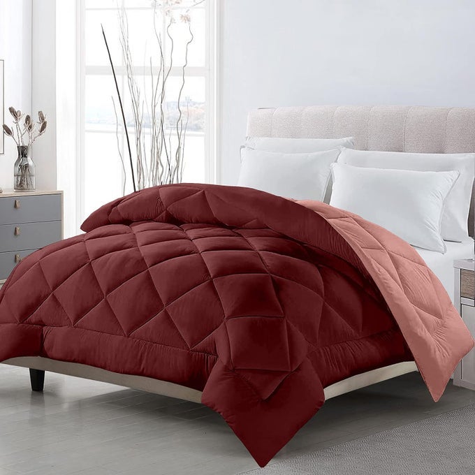 REVERSIBLE DOUBLE BED KING SIZE COMFORTER220 GSM MICROFIBER REVERSIBLE AC COMFORTERBLANKET FOR WINTERQUILT MAROONBEIGEPACK OF01