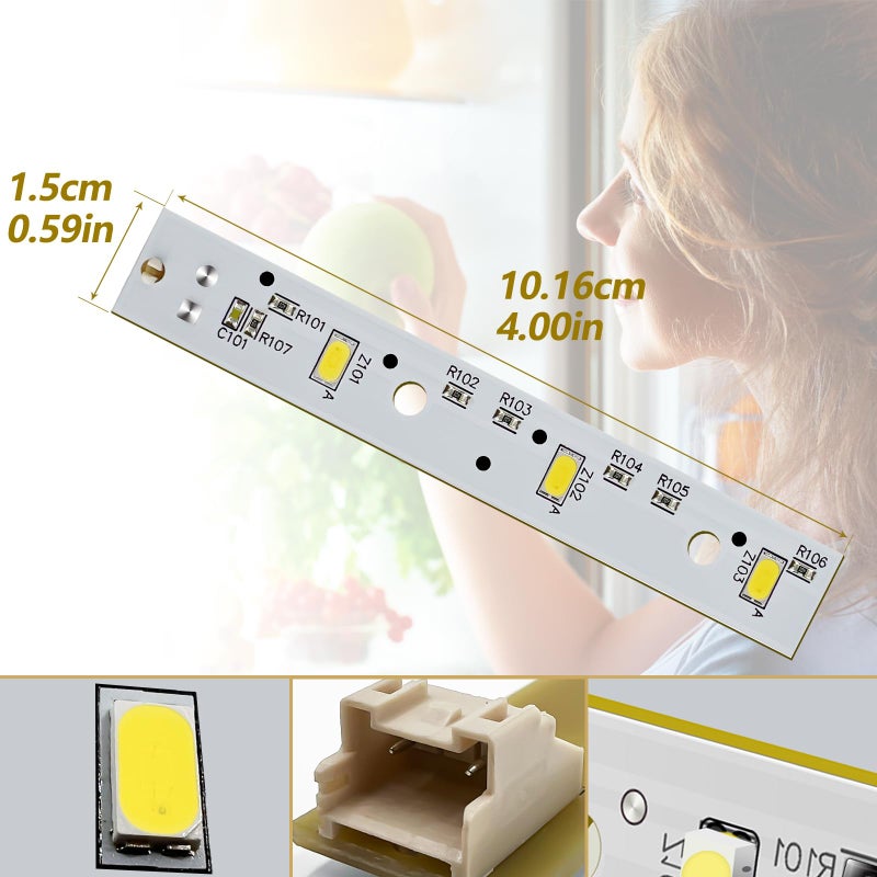 WISINY WR55X26671 Refrigerators LED Light Board 2PCS Compatible for GE LED Refrigerators Light Bulb GE Freezer Light Bulb Replacement PS11767930 AP6035586 4468532 EAP11767930 LED3344588 - Image 5