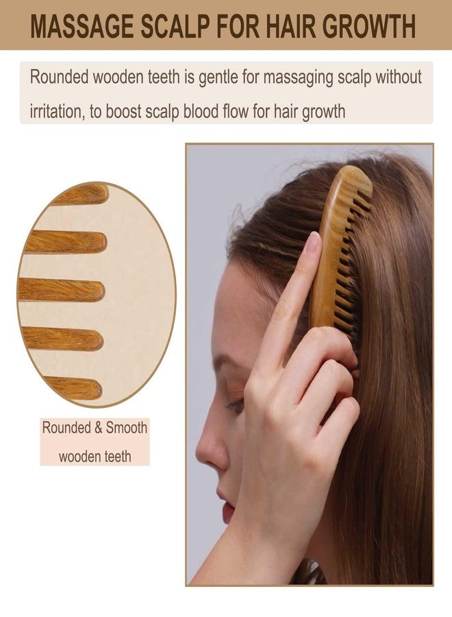 Moreinday 2 Pack Wooden Comb, Beard Comb for Men, Hair Combs for Women - Green Sandalwood - Image 5