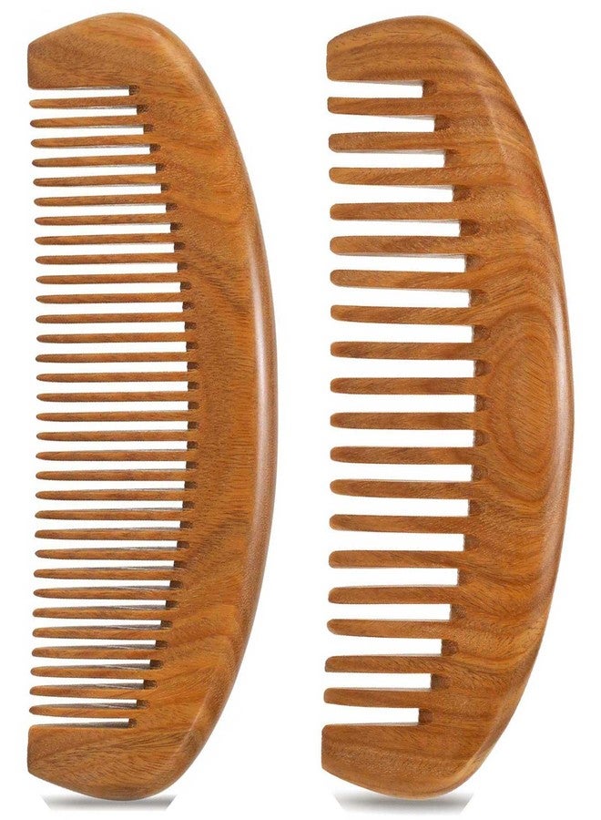 Moreinday 2 Pack Wooden Comb, Beard Comb for Men, Hair Combs for Women - Green Sandalwood - Image 1