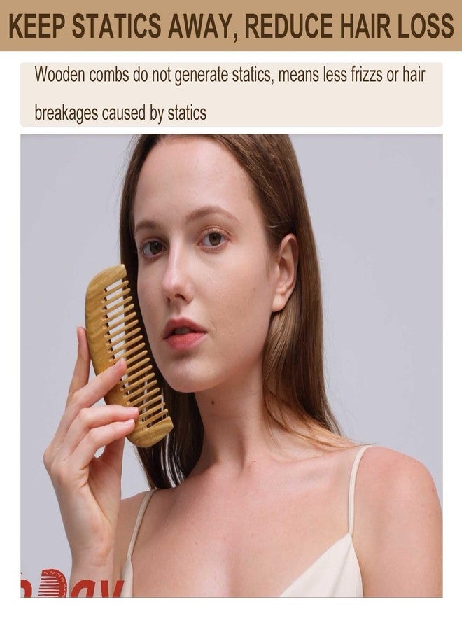 Moreinday 2 Pack Wooden Comb, Beard Comb for Men, Hair Combs for Women - Green Sandalwood - Image 3