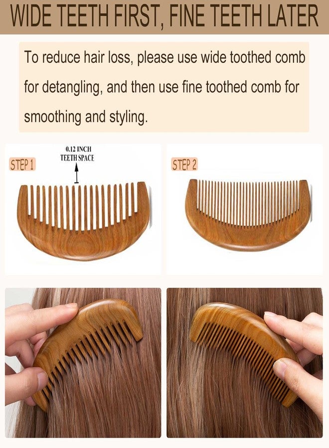 Moreinday 2 Pack Wooden Comb, Beard Comb for Men, Hair Combs for Women - Green Sandalwood - Image 2