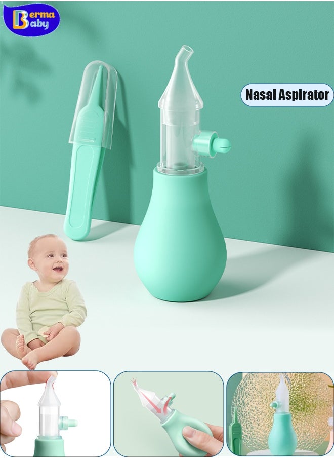 Berma Baby Nasal washer, silicone nasal aspirator, premium anti-reflux nasal cleaner, manual nasal aspirator with portable case and nasal cleaning tweezers for relieving nasal congestion in infants and young children  - Image 1