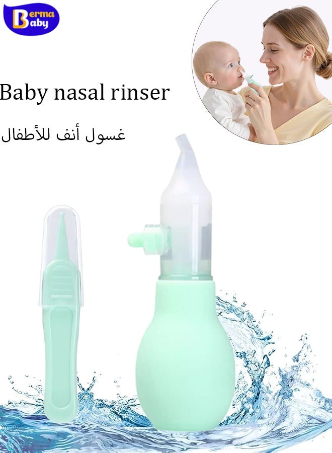 Berma Baby Nasal washer, silicone nasal aspirator premium anti-reflux nasal cleaner, manual nasal aspirator with portable case and nasal cleaning tweezers for relieving nasal congestion in infants and young children - Image 1