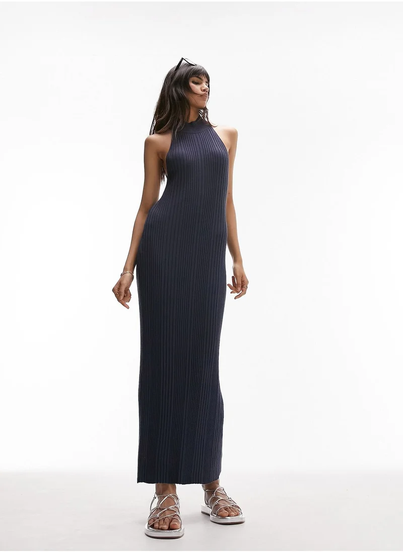 TOPSHOP High Neck Ribbed Dress