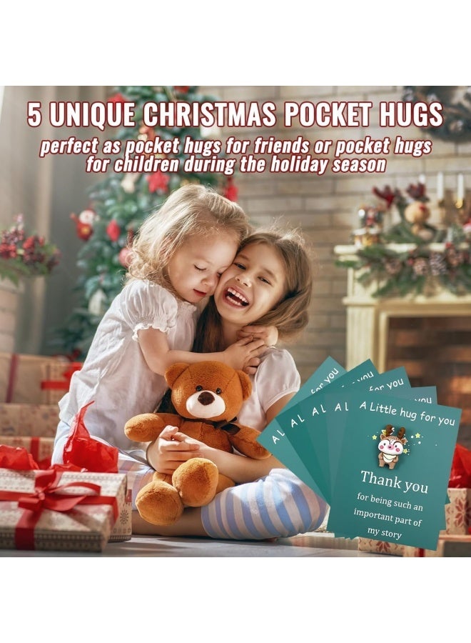 مجموعة من 5 قطع من عناق الجيب لعيد الميلاد - عناق جيب احتفالي من الراتنج للأصدقاء والأطفال، بطاقات تهنئة وبركات للعطلات، هدايا للتعبير عن الامتنان مع بطاقات مصاحبة، زينة عيد الميلاد - Image 3