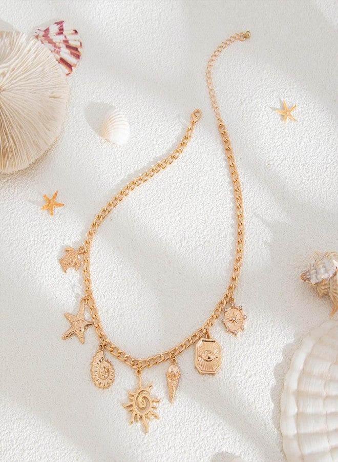 xinxingin Beach Jewellery for Women, Vintage Shell Necklace, Sea Shell Starfish Pendant, Elegant Beach Necklace for Women, Perfect for Beach Parties, Casual Outings, Gifting - Image 4