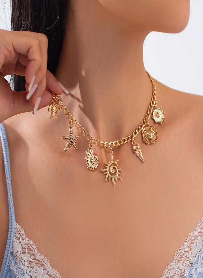 xinxingin Beach Jewellery for Women, Vintage Shell Necklace, Sea Shell Starfish Pendant, Elegant Beach Necklace for Women, Perfect for Beach Parties, Casual Outings, Gifting - Image 3