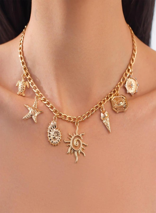 xinxingin Beach Jewellery for Women, Vintage Shell Necklace, Sea Shell Starfish Pendant, Elegant Beach Necklace for Women, Perfect for Beach Parties, Casual Outings, Gifting - Image 2