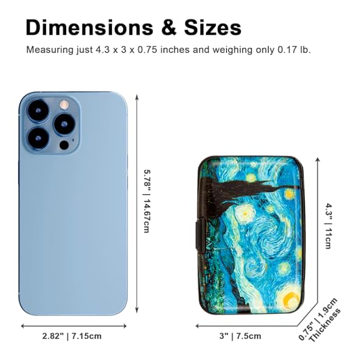 Kaabao Credit Card Holder for Men, Women's Small RFID Blocking Wallet Business Metal Slim Mini Aluminum Hard Case Gift (Vincent van Gogh The Starry Night) - Image 5