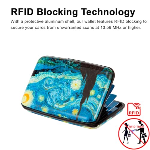 Kaabao Credit Card Holder for Men, Women's Small RFID Blocking Wallet Business Metal Slim Mini Aluminum Hard Case Gift (Vincent van Gogh The Starry Night) - Image 2