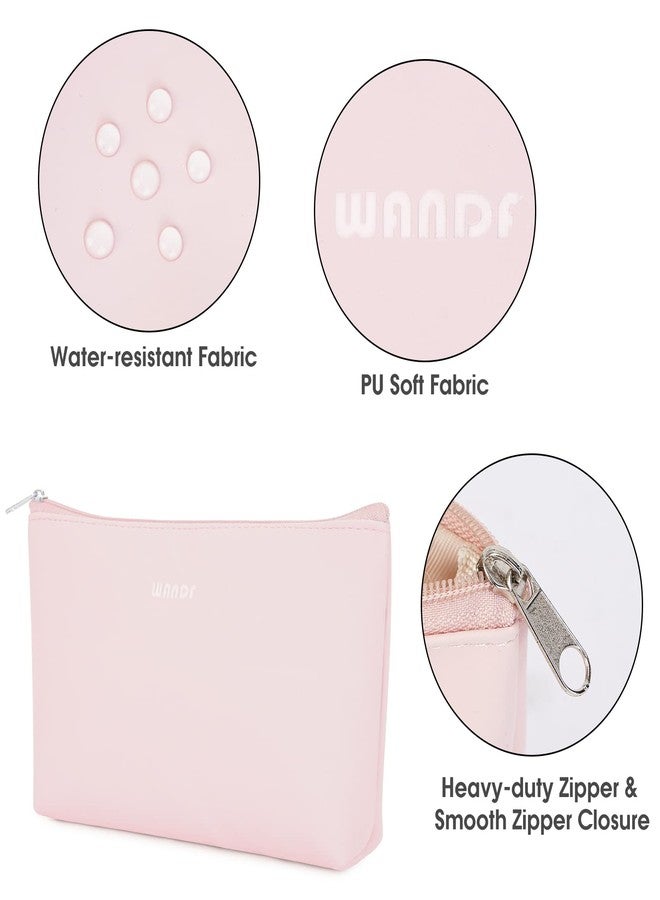 WANDF Cosmetic Bag for Women Makeup bag Organizer Small Mini Makeup Pouch for Purse Water Resistant Girls Gift (Pink) - Image 3