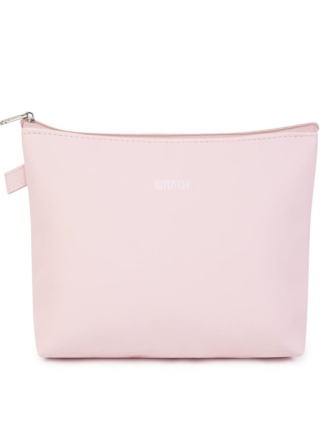 WANDF Cosmetic Bag for Women Makeup bag Organizer Small Mini Makeup Pouch for Purse Water Resistant Girls Gift (Pink) - Image 1
