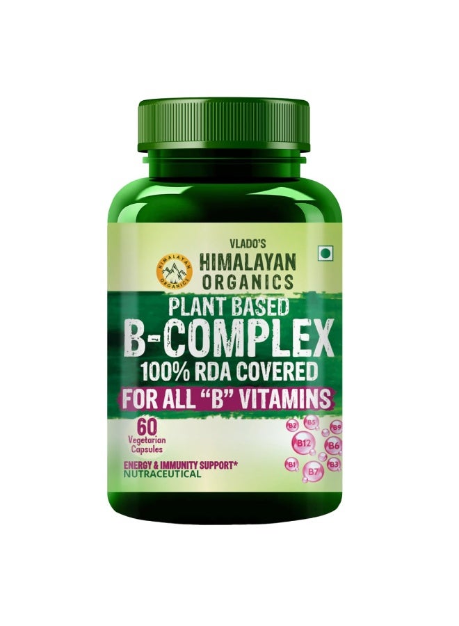 Himalayan Organics Plant Based Vitamin B Complex with 100% RDA covered For all B vitamins  120 Vegetarian (60 veg Capsules) - Image 1