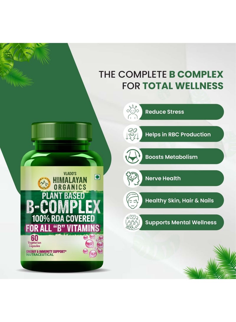 Himalayan Organics Plant Based Vitamin B Complex with 100% RDA covered For all B vitamins  120 Vegetarian (60 veg Capsules) - Image 2