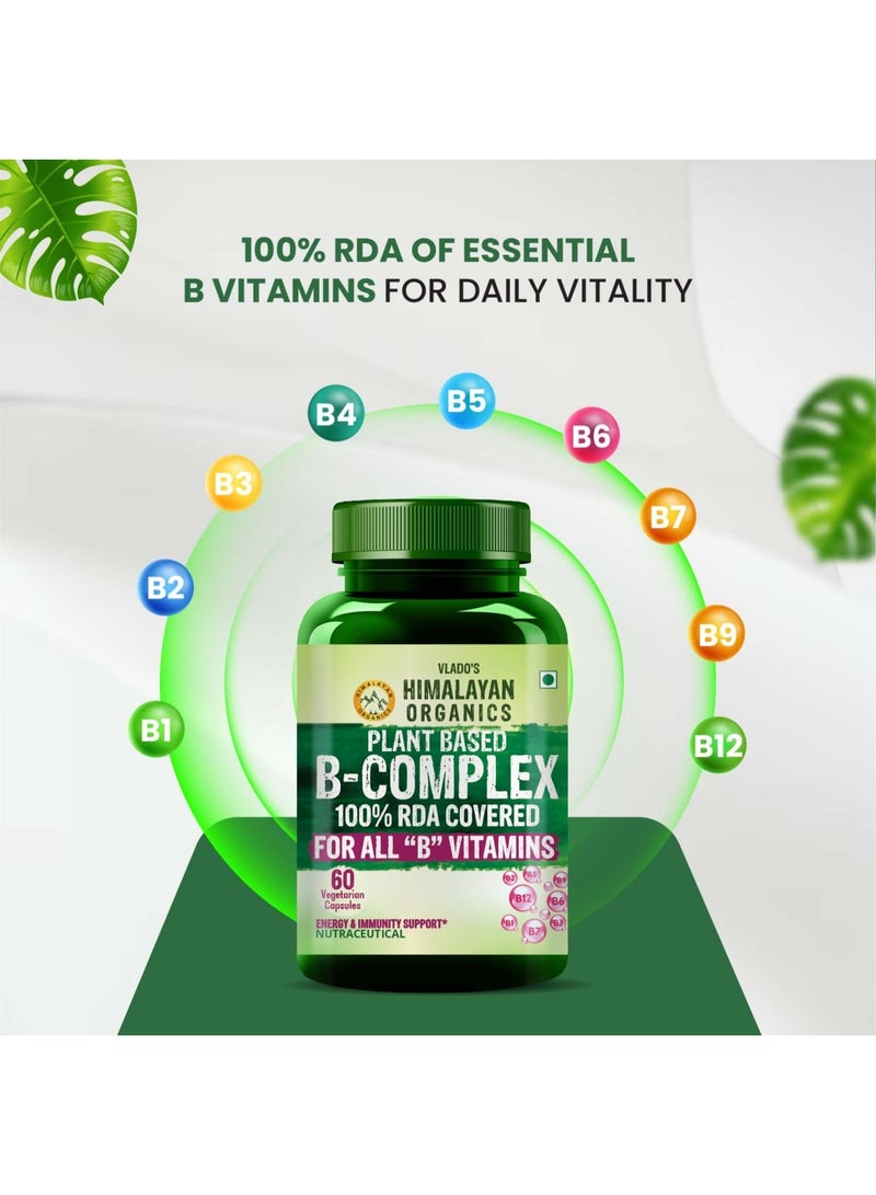 Himalayan Organics Plant Based Vitamin B Complex with 100% RDA covered For all B vitamins  120 Vegetarian (60 veg Capsules) - Image 3