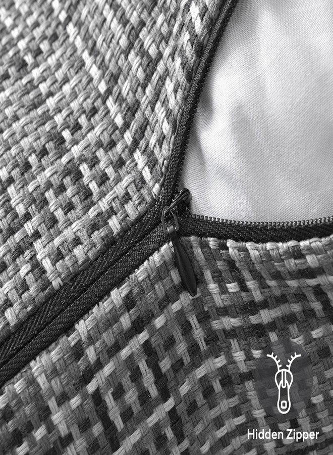 JELLYMONI Outdoor Waterproof Pillow Covers - 2 Pack Woven Farmhouse Throw Pillowcases, Decorative Throw Pillow Covers for Courtyard Garden Terrace Cafe (Gray,22x22in) - Image 4