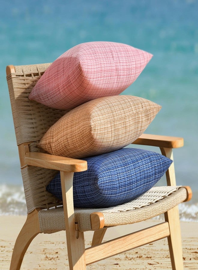 JELLYMONI Outdoor Waterproof Pillow Covers - 2 Pack Woven Farmhouse Throw Pillowcases, Decorative Throw Pillow Covers for Courtyard Garden Terrace Cafe (Gray,22x22in) - Image 5