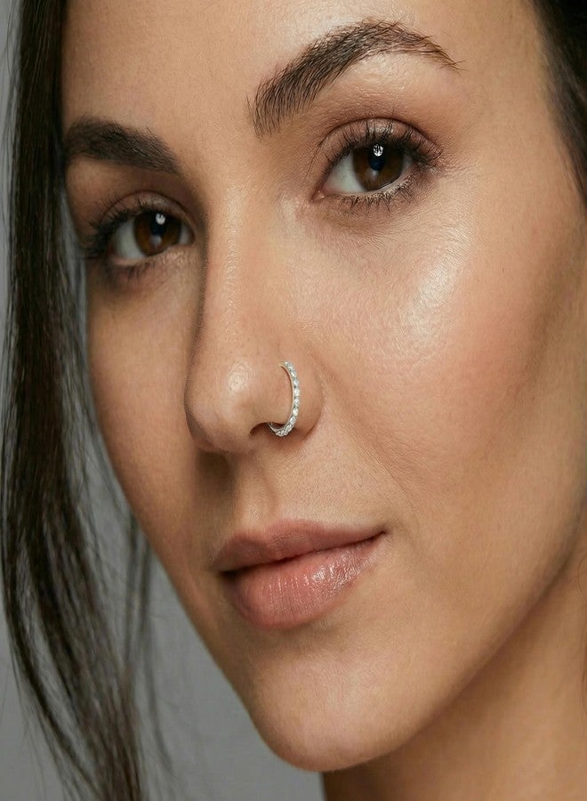 MJust Opal Nose Hoops for Women Men - 316L Surgical Steel Hinged Nose Rings 20G Clicker Septum Nose Ring Lip Helix Cartilage Hoop Earring Daith Rook Conch Body Piercing Jewelry 6MM 7MM 8MM 10MM - Image 5