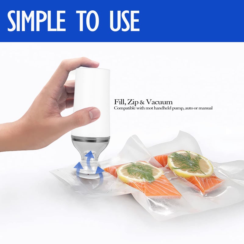 VICARKO Vacuum Food Sealer, Save Sealer, USB Rechargeable Handheld Pump, for Sous Vide and Food Storage, with 5 Reusable Zipper Vacuum Bags, Compatible with Anova Joule Sous Vide Machine - Image 3