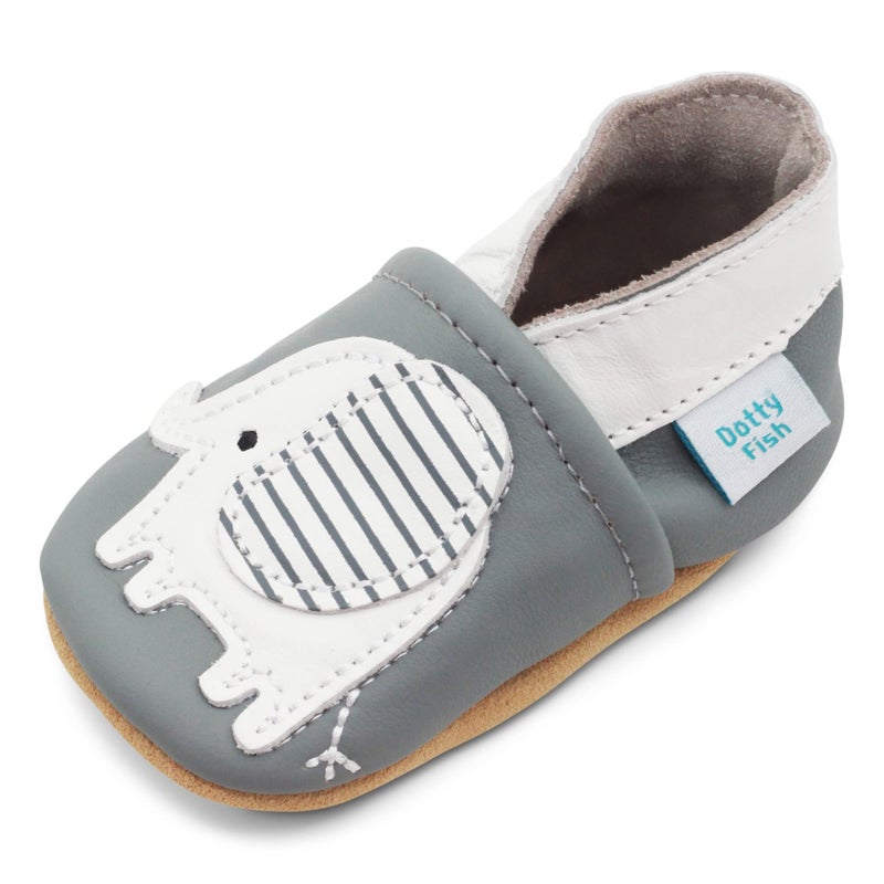 Dotty Fish Soft Leather Infant Shoes Unisex pre-Walkers. Grey Elephant. 6-12 Months - Image 3