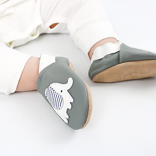 Dotty Fish Soft Leather Infant Shoes Unisex pre-Walkers. Grey Elephant. 6-12 Months - Image 5