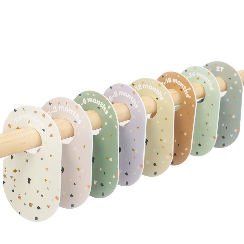 3 Sprouts Baby Closet Dividers 8-Piece Set Newborn to 2T - Double-Sided Organizer for Nursery Clothing Storage - Terrazzo - Image 1