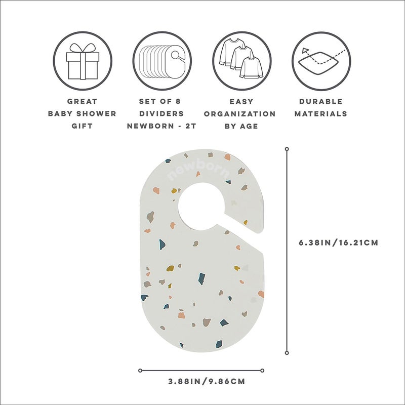 3 Sprouts Baby Closet Dividers 8-Piece Set Newborn to 2T - Double-Sided Organizer for Nursery Clothing Storage - Terrazzo - Image 2