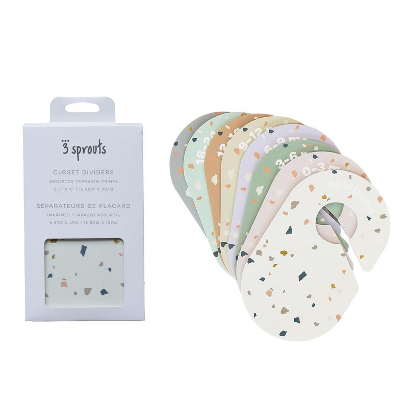 3 Sprouts Baby Closet Dividers 8-Piece Set Newborn to 2T - Double-Sided Organizer for Nursery Clothing Storage - Terrazzo - Image 5