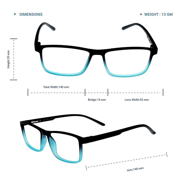 LENS+ Lensplus Rectangle TR Full Rim Eyeglasses with Blue Cut Lightweight Unisex Eyewear for Men & Women | Stylish Computer & Daily Use Frame - Image 3