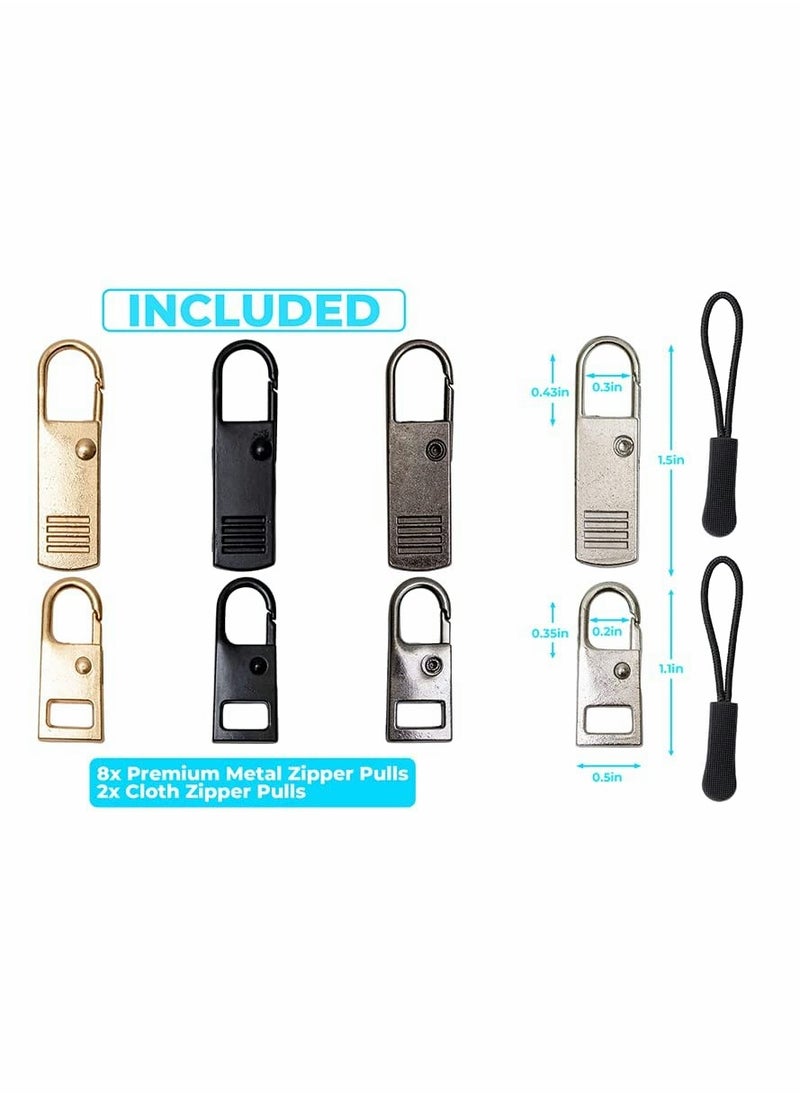 SYOSI - Zipper Pull Replacement - 10 PCS Detachable Zipper Pulls - Zipper Replacement - Zipper Repair Kit - Replacement Zipper Pull - Zipper Replacement Slider - Zipper Puller - Jacket Zipper - Image 1
