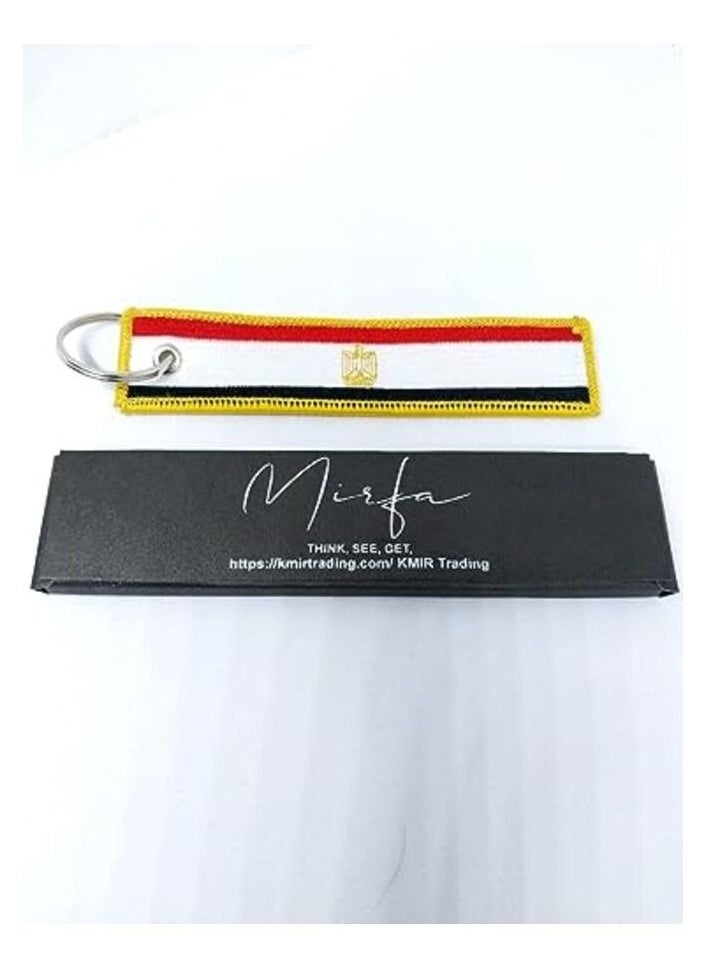 MIRFA Egypt Flag Keychain Tag with Key Ring, EDC for Motorcycles, Scooters, Cars and Gifts Flag Key Chain, 100 Percent Embroidered  - Image 1