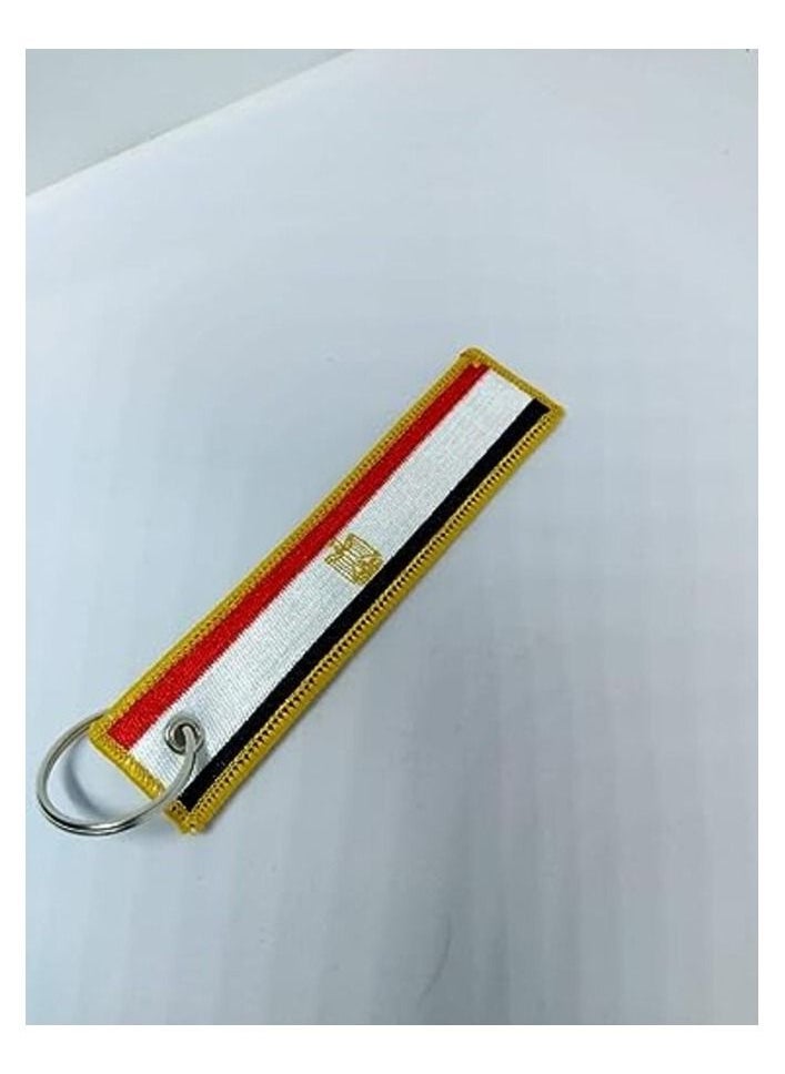 MIRFA Egypt Flag Keychain Tag with Key Ring, EDC for Motorcycles, Scooters, Cars and Gifts Flag Key Chain, 100 Percent Embroidered  - Image 2