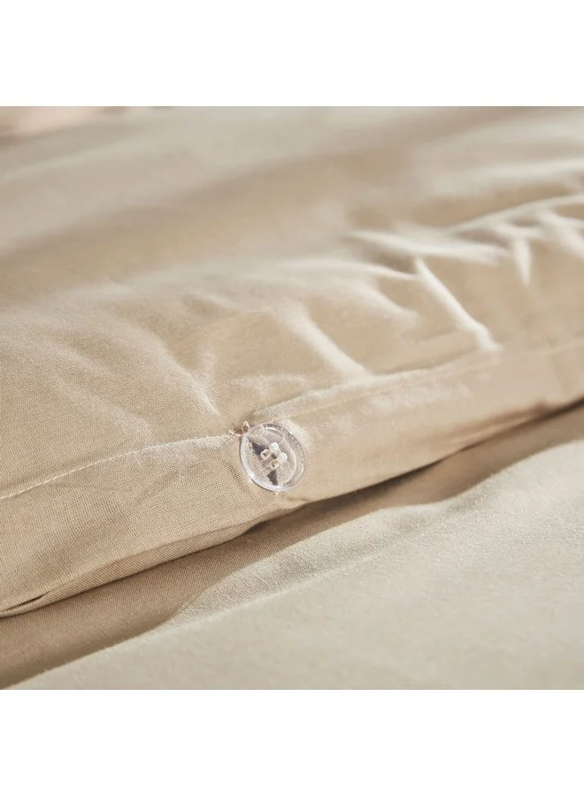 هوم بوكس طقم غطاء لحاف قطن سادة بالينا 3 قطع 220 × 150 سم
