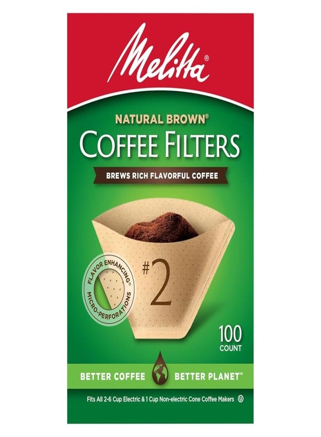 Melitta #2 Unbleached Natural Brown Cone Coffee Filters, 100 Count Pack of 3 (300 Total Count) - Image 2