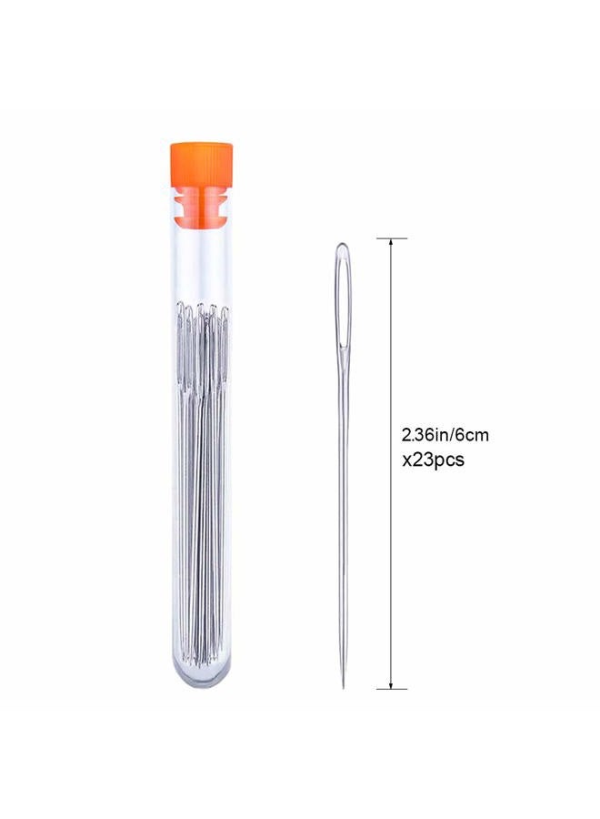 JNENERY 23 PCS Large Eye Sewing Needles, 2.36in Sewing Sharp Needles, Leather Needle Embroidery Thread Needle, Stainless Steel Yarn Knitting Needles with a 3.3in Plastic Bottle - Image 2