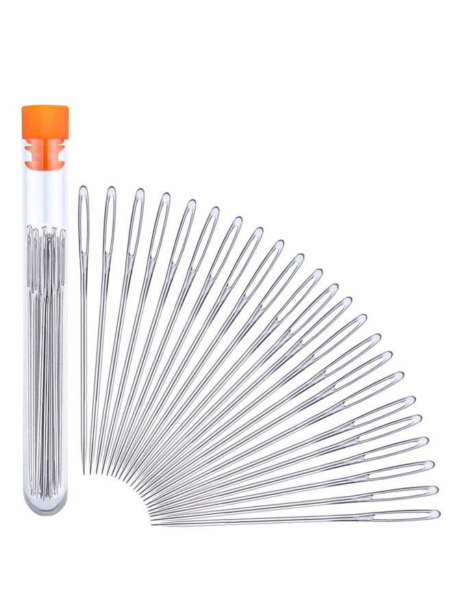 JNENERY 23 PCS Large Eye Sewing Needles, 2.36in Sewing Sharp Needles, Leather Needle Embroidery Thread Needle, Stainless Steel Yarn Knitting Needles with a 3.3in Plastic Bottle - Image 1