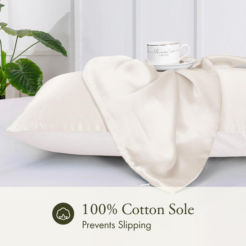 LILYSILK Natural Silk Pillowcase for Hair and Skin with Cotton Underside Standard 20x26 Inch Ivory 1pc 19 Momme - Image 3