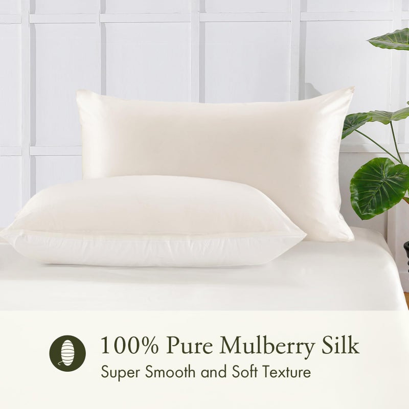 LILYSILK Natural Silk Pillowcase for Hair and Skin with Cotton Underside Standard 20x26 Inch Ivory 1pc 19 Momme - Image 2