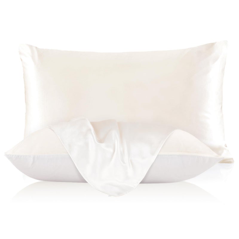 LILYSILK Natural Silk Pillowcase for Hair and Skin with Cotton Underside Standard 20x26 Inch Ivory 1pc 19 Momme - Image 1