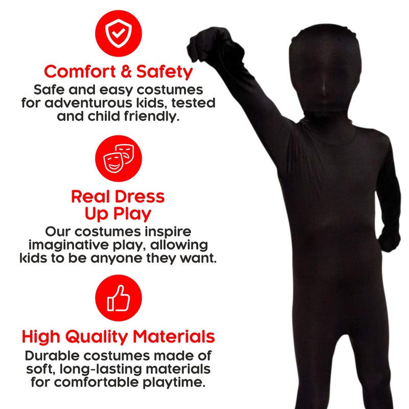 Morphsuits Kids Black Bodysuit Costume, Black Full Body Suit Halloween, All Black Costume Morph Suit Boys, Full Body Black Suit Costume, Large - Image 3