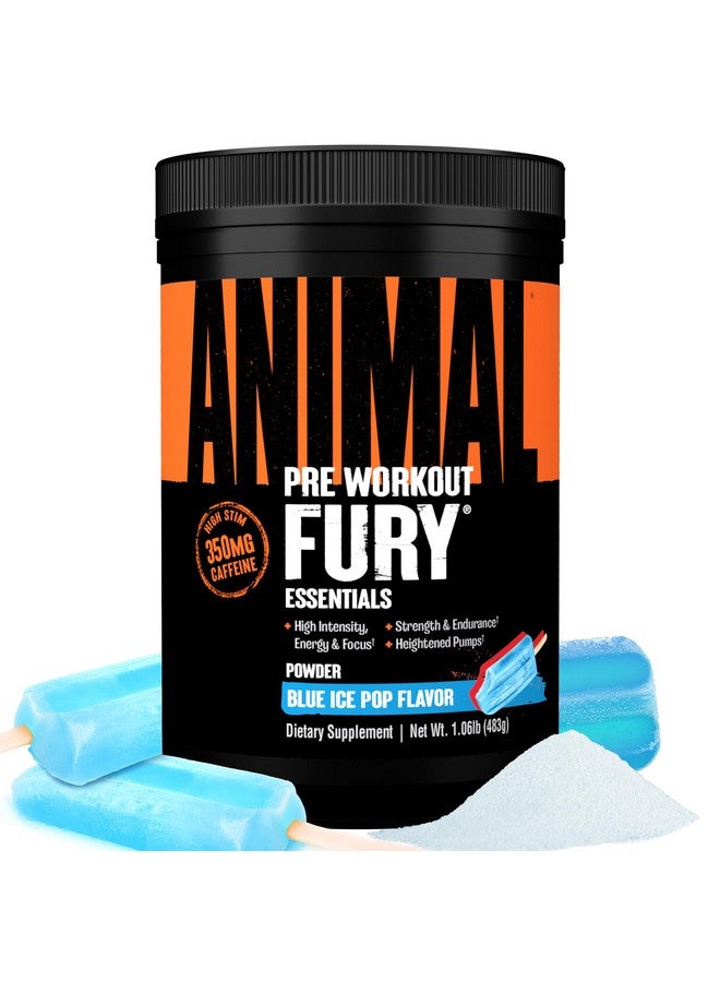 انيمال أنيمال فيوري - مكمل غذائي قبل التمرين لتعزيز الطاقة والتركيز - ٥ غ من الأحماض الأمينية المتشعبة السلسلة، ٣٥٠ ملغ من الكافيين، أكسيد النيتريك، بدون كرياتين - منبه قوي للاعبي كمال الأجسام - آيس بوب - Image 1